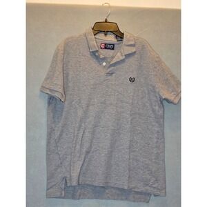 Chaps Mens Small Heather Gray Cotton Pique Short Sleeve Polo Shirt Logo Crest